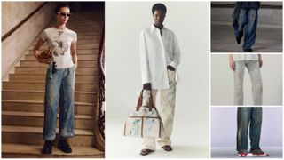 the dirty jeans winter 2025 trend at Coach, Lafayette 148, Balenciaga, MM6 Maison Margiela, Diesel Resort 2025